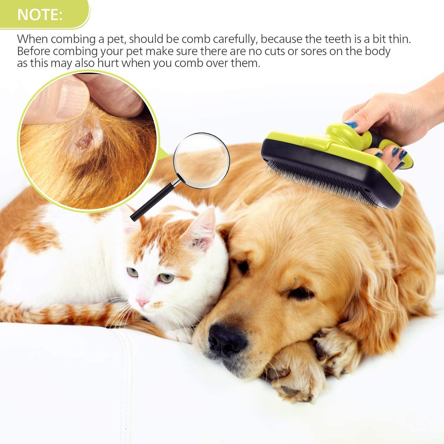 Self-Cleaning Slicker Brush for Long and Short Haired Dogs, Cats, and Shedding Control - Large and Versatile Grooming Tool
