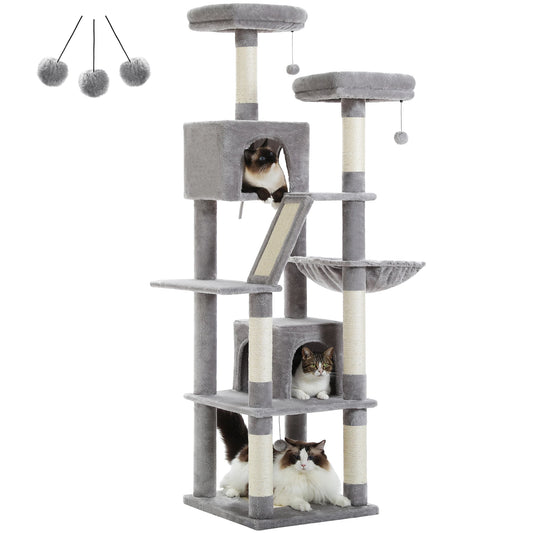 Tall Cat Tree Large Cat Tower for Indoor Cats Multi-Level Plush Cat Condo with Scratching Posts Scratching Boards Perches Caves